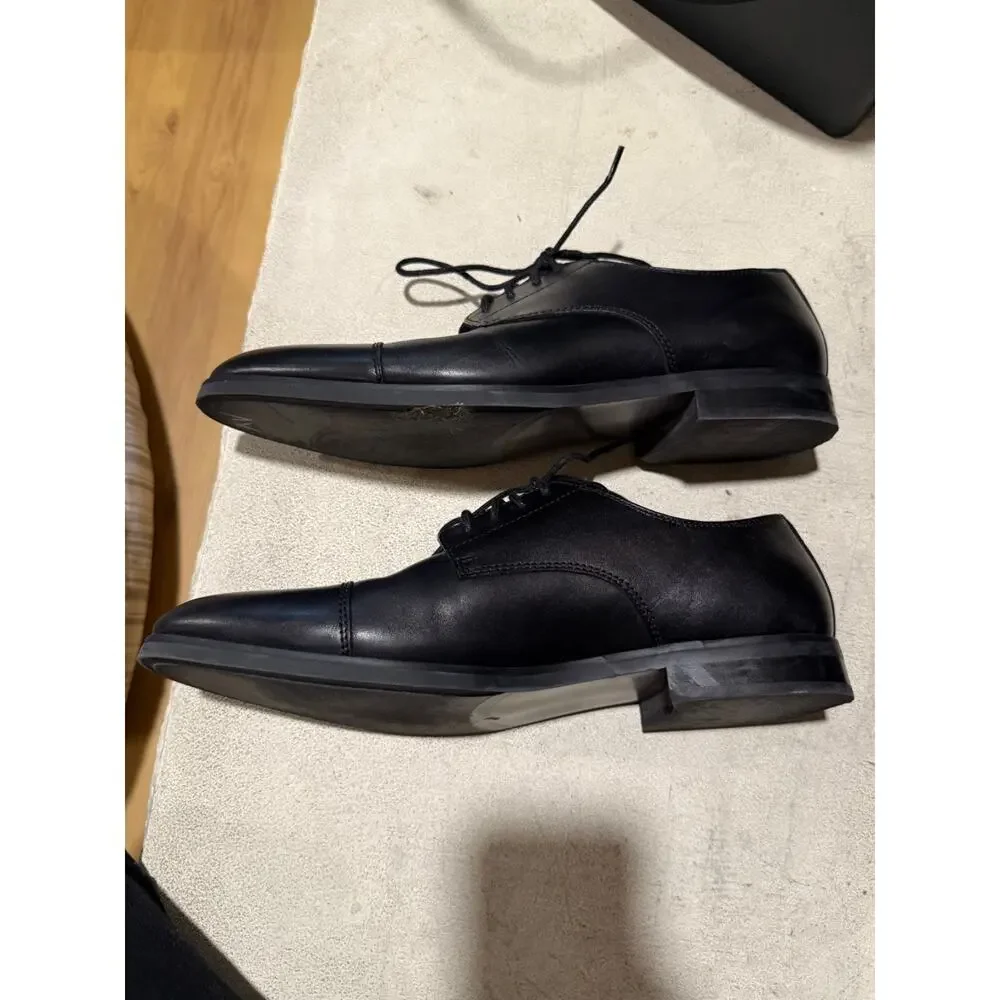 Nordstrom Ortholite Men's 10M Comfort Foam Black Leather Cap-Toe Oxford Shoes
